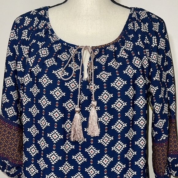 Anthro Vanessa Virginia Wayfinder Peasant Tunic Dress in Blue Motif Sz. XS - Picture 10 of 13